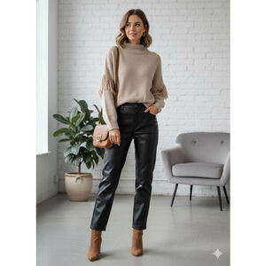 Women's HAPPILY GREY Beige Fringe Sweater XL